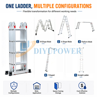 DIYU Échelle en aluminium robuste multi-pliante avec charnières multi-articulées, portable et pliable, échelle d'accès pour travaux d'ingénierie
