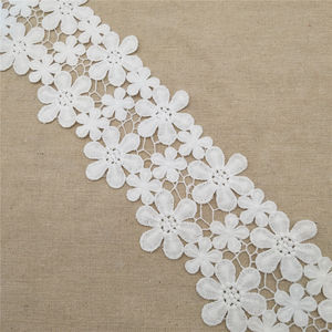 Bordado Soluble en agua de seda de leche con adorno de encaje de flores de poliéster 100% para ropa de hogar - Product Image 6