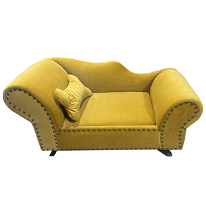 프리미엄 클래식 애완동물 소파 침대 나무 베이스 소형견 플러시 침대 소파 고품질 스펀지 애완동물 침대 - Product Image 3