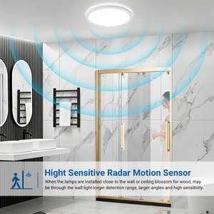 Luz de Techo con Sensor de Movimiento <span class=keywords><strong>LED</strong></span> IP44 de 9 Pulgadas para Interiores Lámpara de Perfil Bajo con Sensor para Clóset Sótano Garaje Despensa - Product Image 3