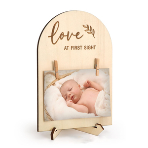 Placa Conmemorativa de Madera <span class=keywords><strong>para</strong></span> Fotos de Bebés, Soporte de Almacenamiento de Hitos del Recién Nacido, Marco de Fotos de Doble Cara <span class=keywords><strong>para</strong></span> Bebés, Soporte de Exhibición <span class=keywords><strong>para</strong></span> 100 Días de Vida del Bebé - Product Image 1
