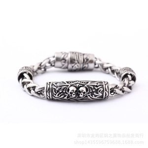 Yunnique-pulsera con cierre magnético de estilo japonés y coreano, cadena de plata tibetana, diseño de calavera, joyería de moda para hombres y mujeres - Product Image 5