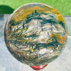 CrystalHola Sphère artisanale en jaspe océanique véritable de 8-8,5 cm – Figurine de cristal de guérison pour la décoration intérieure et les cadeaux d'affaires - Product Image 4