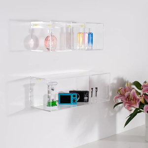 Crystal Clear <strong>4</strong> Sided Floating Storage Shelf Acrylic Wall Display Shelves Bathroom Cube Organizer Shelf Home Decor Display <strong>Rack</strong> - Product Image 5