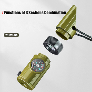 7 In 1 multifunzione per escursioni In campeggio di emergenza fischietto di sopravvivenza con termometro torcia a Led bianco - Product Image 2