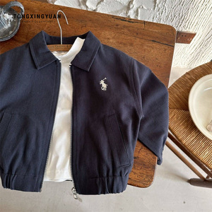 Child Star Circle Boys Jacket Spring Autumn Lapel Zipper Embroidered Short Outerwear Kids Fashion Coat - Product Image 3