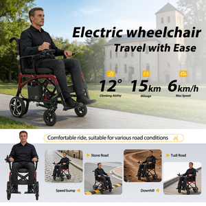 Fauteuil roulant médical léger et pliable HEABENS en promotion pour personnes âgées, avec télécommande, batterie au lithium CF01 et son châssis en fibre de carbone - Product Image 2