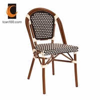 Chaise de restaurant de style loft en rotin confortable et vintage, vente chaude