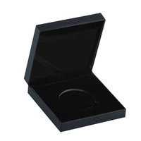Caja de exhibición de monedas con logotipo personalizado al por mayor, caja de regalo de terciopelo PU de 40 mm para monedas conmemorativas