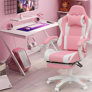 Silla <span class=keywords><strong>Gamer</strong></span> Giratoria de Piel Sintética con Reposabrazos Ergonómicos y Reposapiés, Color Rosa Anji, Venta al por Mayor - Product Image 1
