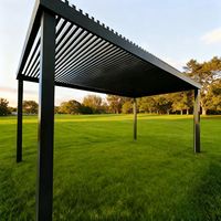 Pavillon de jardin motorisé électrique extérieur résistant à la pluie avec toit à lames, en aluminium thermolaqué, auvent bioclimatique en PVC pour balcon