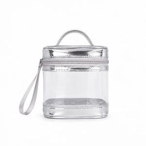 Private Label <b>Transparent</b> PVC Square <b>Bag</b> with Zipper Handle Custom Logo Cosmetic Organizer Pouch for Travel Essentials - Product Image 4