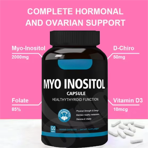 Myo Inositol D Chiro Inositol Support Folate Vitamin Hormonal Balance Supplément de santé ovarienne Capsules pour femmes 2 Daily - Product Image 3