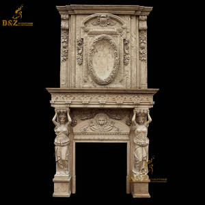 सजावट लक्जरी हाथ नक्काशीदार फैक्टरी पेशेवर प्राकृतिक सफेद संगमरमर सामान्य बड़े डबल चिमनी <span class=keywords><strong>Mantel</strong></span> चारों ओर - Product Image 2