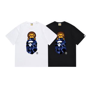 เสื้อยืดผู้ชาย A Bathing Ape ลายหัวใจ พิมพ์โลโก้ดอกกุหลาบ สีขาว สีดำ ทรงปกติ ผ้าฝ้าย แขนสั้น - Product Image 2