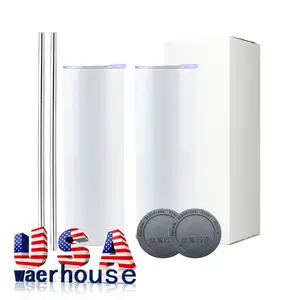 Usa Magazijn Snelle Verzending 20 Oz Dubbele Muur Roestvrijstalen Drinkbekers Metalen Koffiemok Wit Blanco Sublimatie Tuimelaar