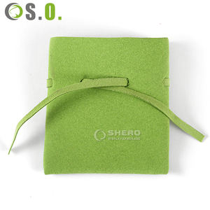 Rabat vert personnalisé microfibre collier boucle d'oreille cordon bijoux emballage pochettes - Product Image 5