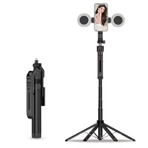 Trípode Selfie Stick Plegable de Aleación de Aluminio C12 de 1800mm con Luz de Relleno Compatible y Control Remoto Separado, Portátil y Gratuito - Product Image 1