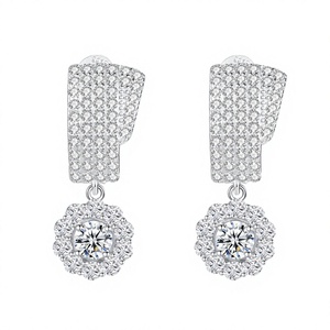 VVS Moissanite <b>Snowflake</b> Drop <b>Earrings</b> 925 Sterling Silver Rhodium Plated Full Sparkle Luxury Fine Jewelry for Women Wedding - Product Image 2