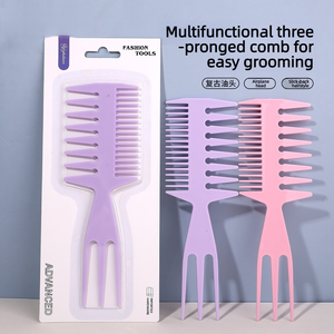 Peigne démêlant multifonctionnel 3-en-1 en plastique à dents larges pour cheveux bouclés, idéal pour salon et usage domestique - Product Image 2