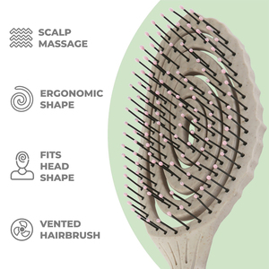 <span class=keywords><strong>Brosse</strong></span> démêlante écologique en paille de blé avec poils à pointe <span class=keywords><strong>ronde</strong></span> en fibres végétales - Product Image 3