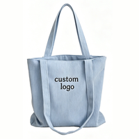 Sac fourre-tout en toile de velours côtelé texturé, brodé d'une lettre monogrammée, idéal pour le transport quotidien et les sorties décontractées