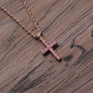 rose <b>cross</b> pendant, hip hop simple and versatile life charm, zirconium <b>cross</b> necklace. - Product Image 4