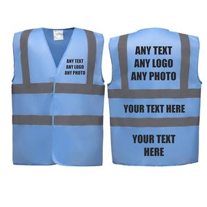 Gilet de sécurité haute visibilité bleu ciel, respirant, en maille, avec bande réfléchissante, pour travaux de construction, travaux routiers, personnel d'événements, logo personnalisé - Product Image 1