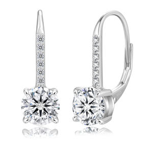 Boucles d'oreilles pendantes en moissanite et diamant de laboratoire certifiées GRA, plaquées or 14 carats, argent 925, VVS, à fermoir levier, cadeau de mariage pour femme, livraison gratuite - Product Image 2