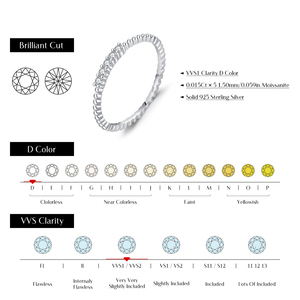 แหวนมอสซาไนต์ประกายระยิบระยับ ดีไซน์ Eternity Band เงินแท้ S925 สามารถสวมซ้อนกันได้ แหวนนิ้วยอดนิยมสำหรับผู้หญิง เครื่องประดับสำหรับงานปาร์ตี้ - Product Image 3