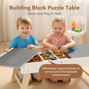 Mesa <span class=keywords><strong>de</strong></span> Juego Plegable 3 en 1, Mesa <span class=keywords><strong>de</strong></span> Actividades <span class=keywords><strong>de</strong></span> Madera para Niños con Bloques <span class=keywords><strong>de</strong></span> Construcción para Cuarto Infantil - Product Image 5