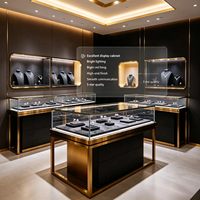 Comptoir de présentation de bijoux sur mesure, vitrine en verre avec éclairage LED, mobilier de magasin de détail incurvé