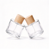 Flacon de parfum en verre transparent avec bouchon en bois, flacon de parfum vide rechargeable, flacon vaporisateur personnalisé avec logo, emballage cosmétique pour parfum