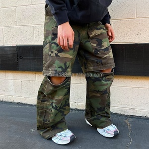Pantalons cargo personnalisés de haute qualité, motif camouflage personnalisé, pantalons de survêtement 100% coton, pantalons cargo baggy pour hommes - Product Image 2