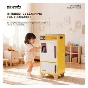 Jouet de cuisine <span class=keywords><strong>en</strong></span> <span class=keywords><strong>bois</strong></span> MUWANTU, machine à glaçons pour <span class=keywords><strong>réfrigérateur</strong></span>, pour les enfants de plus de 3 ans, 40x30x75,5 cm - Product Image 5