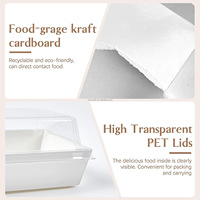 Plateau jetable en papier kraft 14x7x6cm avec couvercle en plastique PET transparent pour boulangerie, chewing-gum, gâteaux et plus – Vente en gros