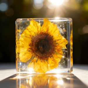 OEM Resin Sunflower Paperweight Handmade Dried Flower Resin Craft Desktop Decoration Souvenir <b>Gift</b> for Holiday Promotion - Product Image 4