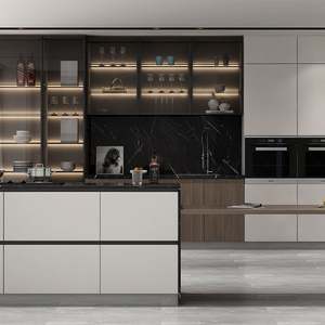 SANTOPOVA Modern Modular Kitchen <b>Cabinet</b> Set with Wine Storage for Apartment & Condo Projects - Product Image 3