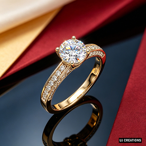 Anillo de Boda Personalizado de Plata Chapada en Oro de 14k con Diamante de 1 Quilate, Corte Brillante, Cultivado en Laboratorio, para Fiestas y Eventos - Product Image 3