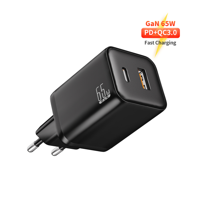 65W A+C GaN USB C Charger PD Fast Charging for iPhone QC 3.0 Mobile Phone USB Type C Charger Mobile Phone Adapter