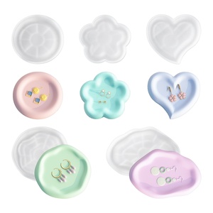 DM848 Moule en silicone DIY pour plateau à sous-verres, forme irrégulière (rond, cœur), pour plats de rangement en plâtre ou pour bijoux, accessoires photo - Product Image 6