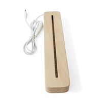 Base de lumière rectangulaire en bois de 300mm, support d'affichage à LED d'alimentation USB, Base à Led blanc chaud pour lampe à Illusion 3D en acrylique
