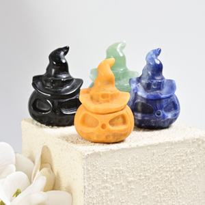 Oferta Especial: Calabazas de Obsidiana Negra Talladas en Cristal de Materiales Mixtos, Artesanía Espiritual para Regalos de Halloween - Product Image 4