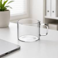 Mug en verre transparent moderne de 120 ml avec poignée, tasse à boire pour la maison, tasse à thé, tasse à eau, verrerie pour boissons, cadeau