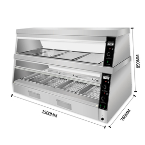 Chauffe-Plats Double Couche en Acier Inoxydable Tustin Style 400L avec Verre Transparent pour Distribution et Maintien au Chaud des Burgers - Product Image 2