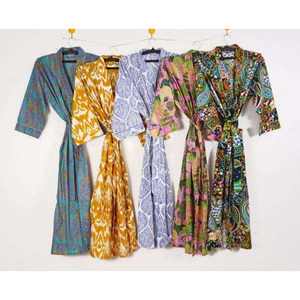 Camisón Premium Hecho a Mano 100% Algodón con Estampado Floral y Cuello en V con Cordón Ajustable para Mujer, Estilo Indio, Ropa de Playa, Ropa de Estar por Casa, Verano, Primavera - Product Image 6