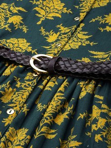 Oferta Especial: Vestido Ramas Kurtis para Mujer, de Algodón Puro, Verde y Amarillo con Estampado Floral, Sin Mangas, Estilo Gótico - Product Image 3