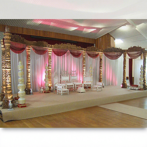 เวทีงานแต่งงานแบบอินเดีย ทำจากไม้แกะสลัก สำหรับพิธีแต่งงานแบบฮินดู พิธีแต่งงานแบบมุสลิม และพิธีแต่งงานแบบราชวงศ์ พร้อมการตกแต่งเวทีแบบแกะสลัก - Product Image 1