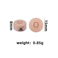 Perles rondes en bois de hêtre brun clair de 15 mm, 26 lettres anglaises, pour la fabrication de clips de sucette et de bracelets de dentition pour bébés