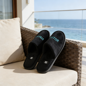 Toptan uyuyan kişiselleştirilmiş otel pamuk kadife terlik otel logosu ile - Product Image 4